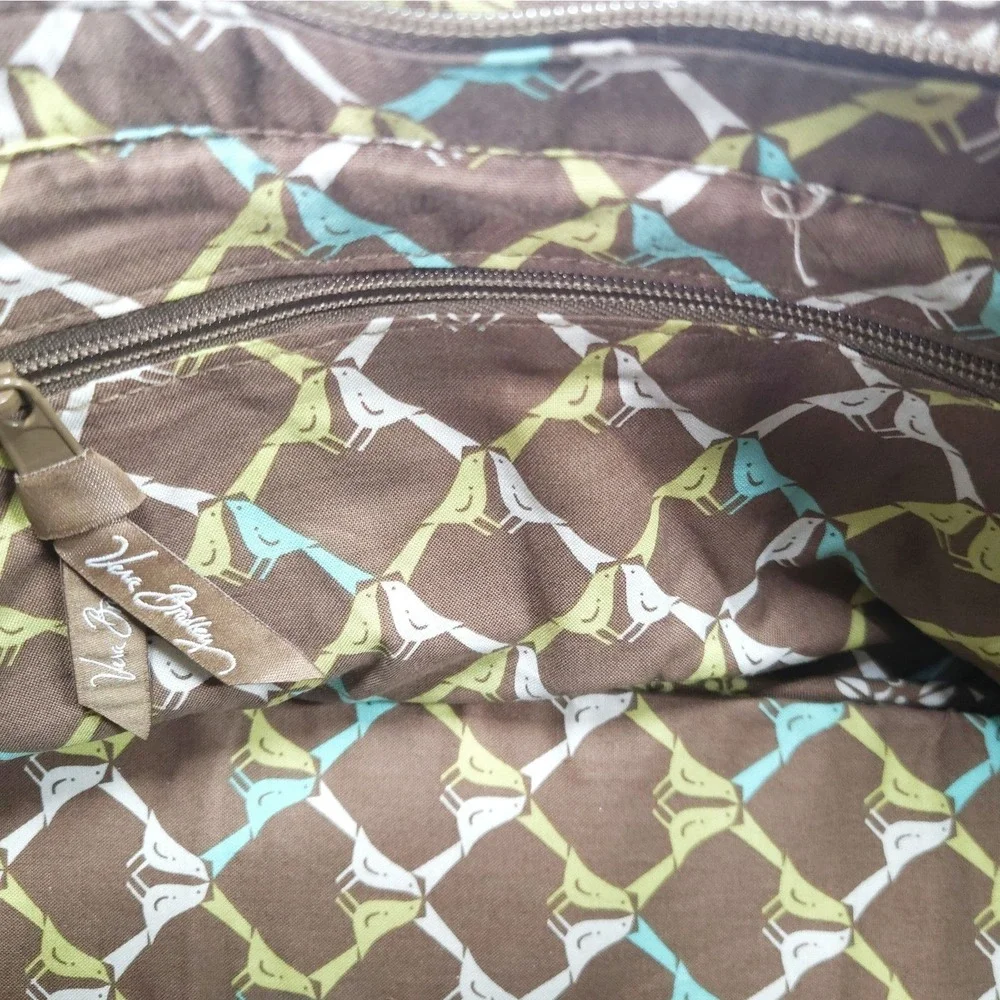 Vera Bradley Gabby Sittin In A Tree Retired Quilted Satchel Bird Brown NWT OS